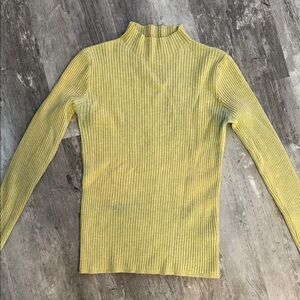 Yellow green Ribbed Long Sleeve Top